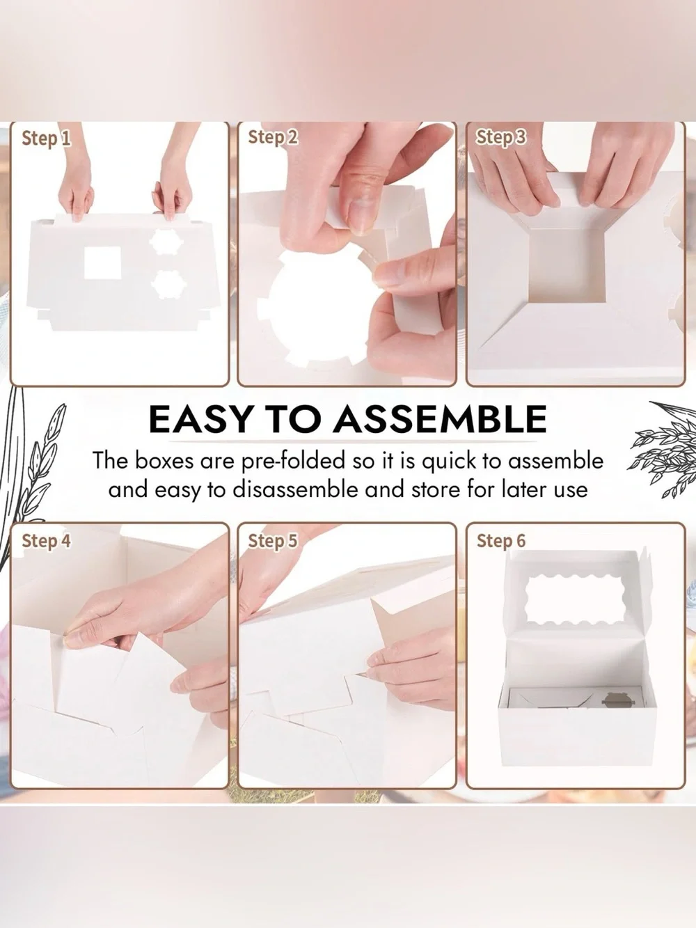 White Cupcake and Pastry Gift Boxes with Window - 8 Pack